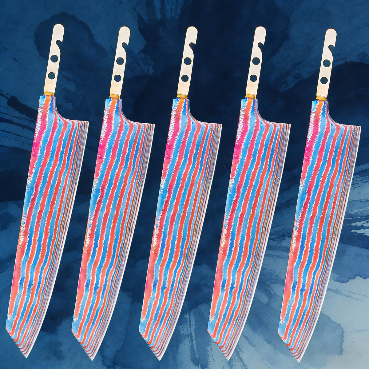 Kiritsuke Knife Blade Set – Titanium Damascus Steel DIY Making Knife Blade Blank Axl Knife Blade-5PCS