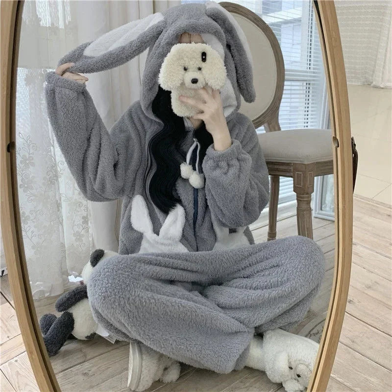 Women's Bunny Hooded Kigurumi Onesie – Kawaii Winter Pajamas Kigurumi Onesie Pajamas Axl Bunny XXL