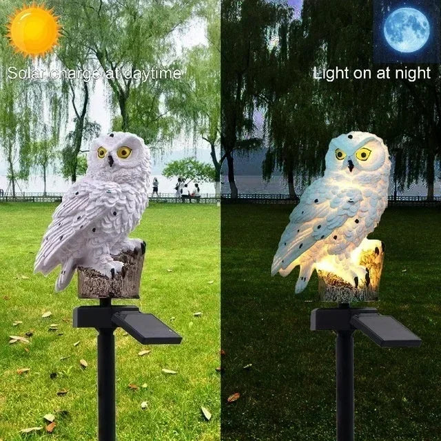 Solar Owl Garden Light – Waterproof LED Pathway Lawn Lamp Solar Garden Light Axl White