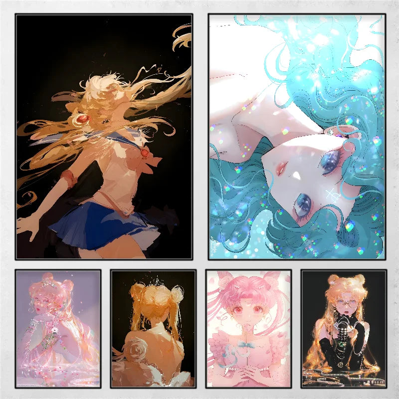 Japanese Anime Sailor Moon Wall Poster Self-Adhesive Sticker Anime Wall Poster Axl