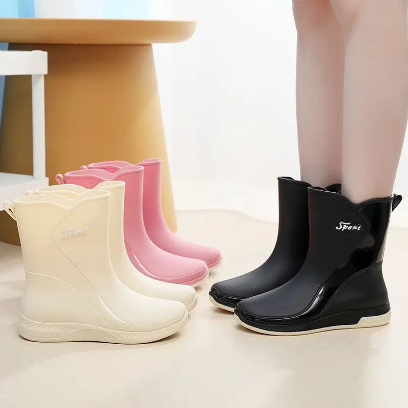 Lorilury Women's Mid-Calf Rain Boots – Waterproof Non-Slip PVC Women's Rain Boots Axl