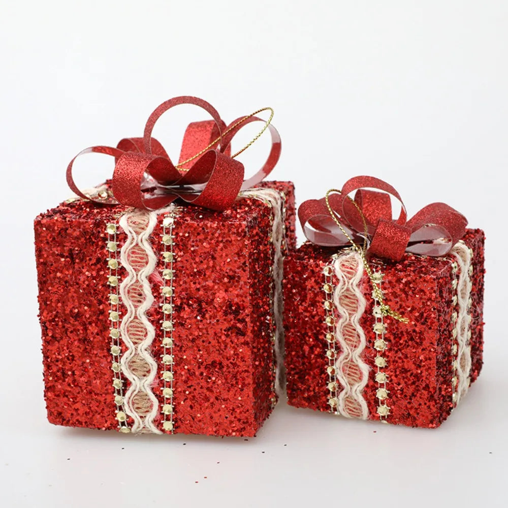 Lace Gift Box Christmas Tree Ornaments – DIY Plastic Pendant Set Christmas Tree Ornament Axl