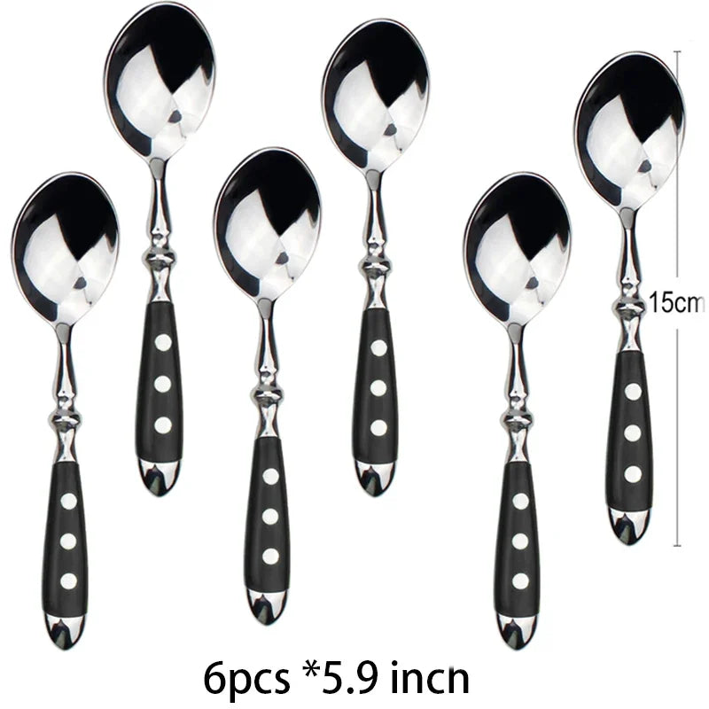 Stainless Steel Cutlery Set – Knife Fork Spoon Dinnerware Flatware Cutlery Set Axl 6 Pc tea spoon