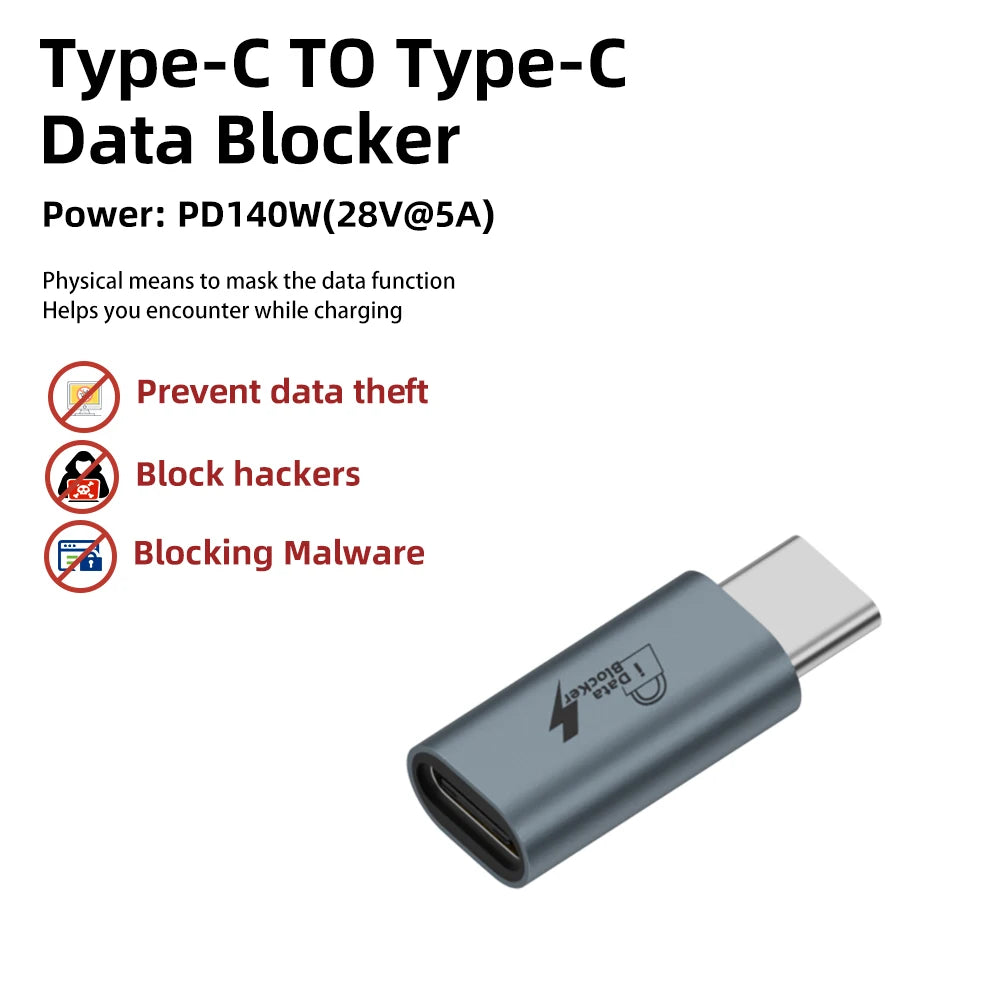 USB Type-C Data Blocker – Anti-Juice Jacking Security Adapter USB Security Adapter Axl Type C to C