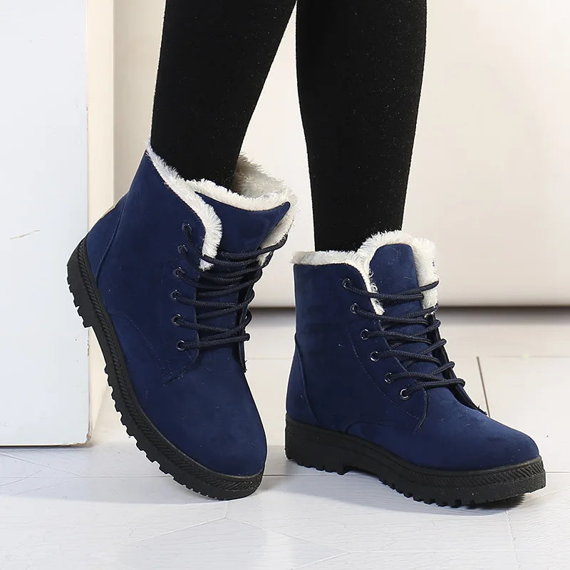 Women's Warm Snow Boots – Suede Ankle Boots Non-Slip Women's Snow Boots Axl