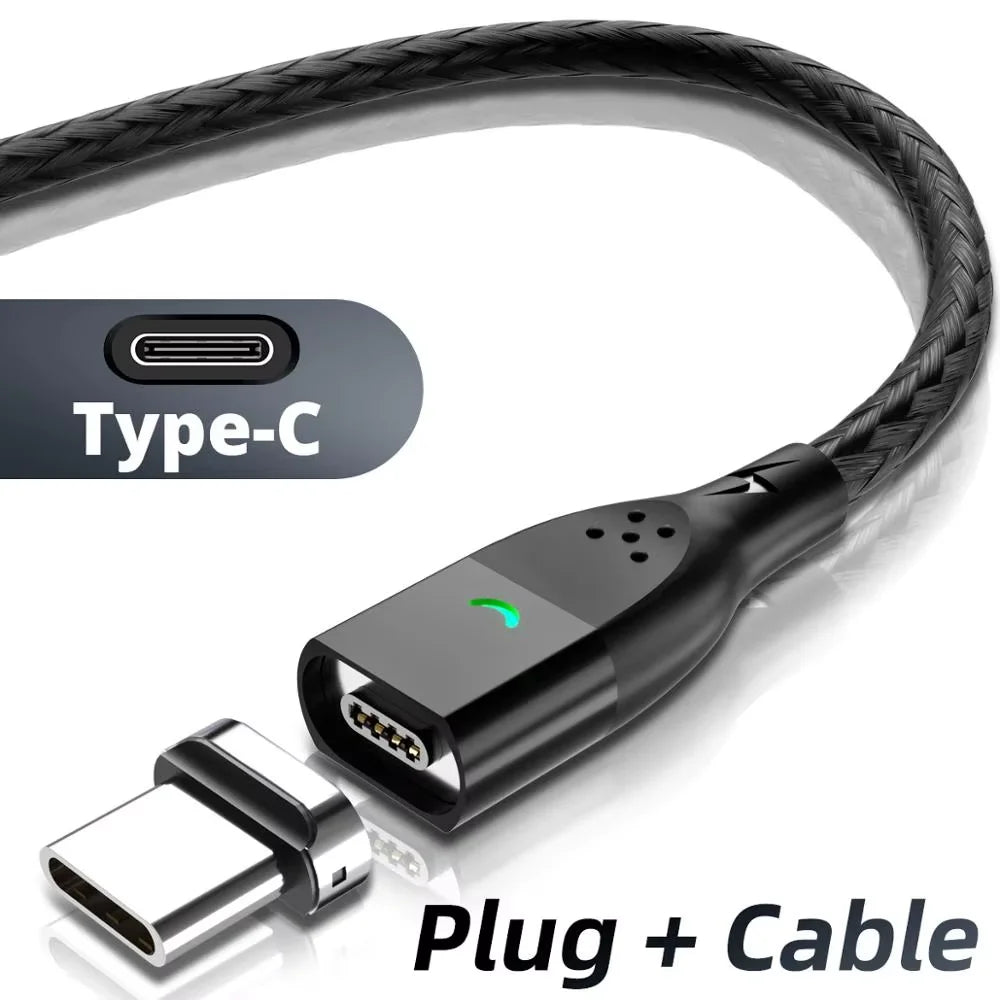 GUUGEI Magnetic USB-C & Micro USB Charging Cable for Android Magnetic Charging Cable Axl TypeC Black Cable 2M