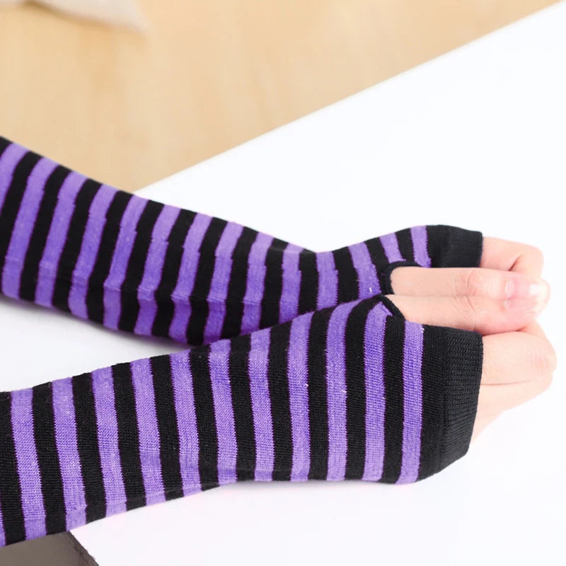 Women's Fingerless Knit Arm Warmers – Long Sleeve Wrist Gloves Fingerless Arm Warmers Axl purple