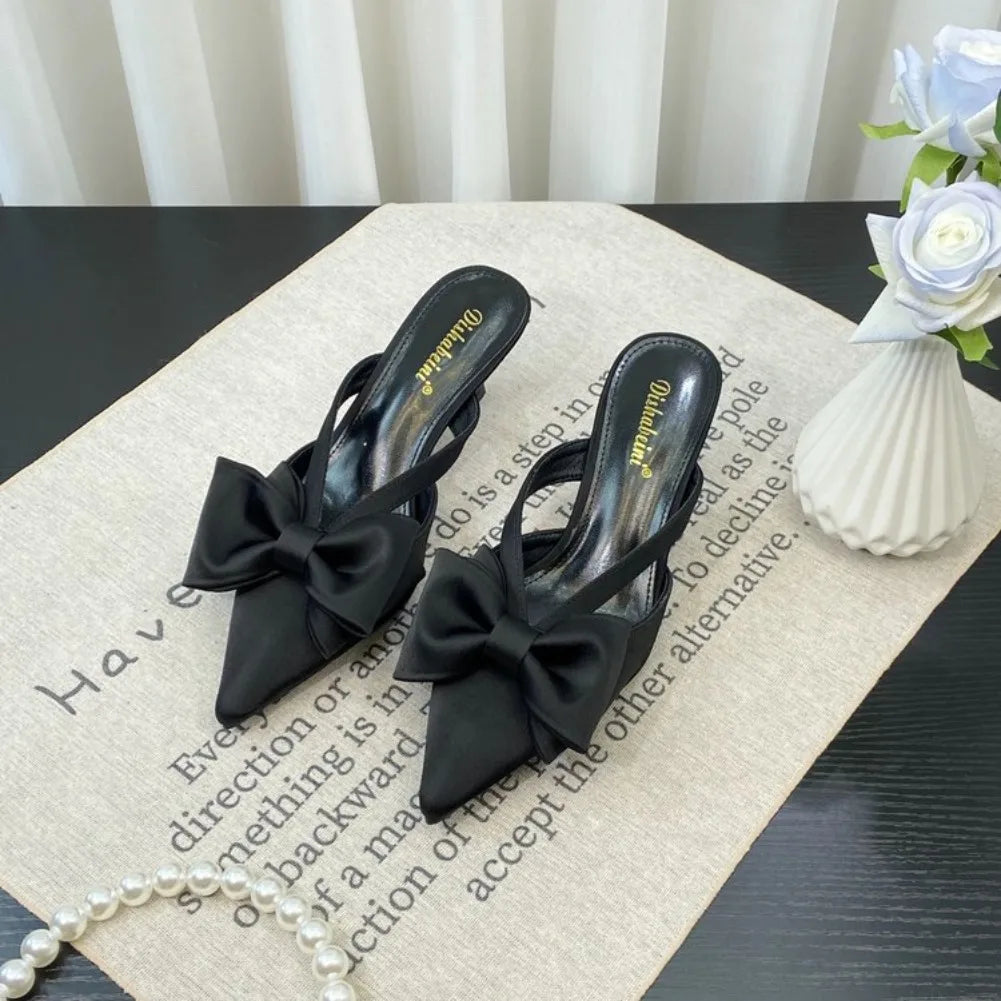 VKJF Fairy Bow High Heel Slippers for Women | Summer Style High Heel Slippers Axl 35 black