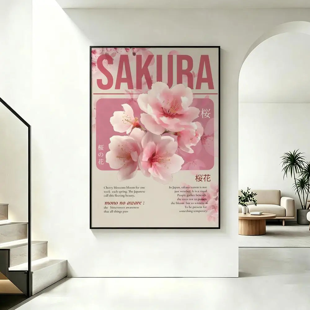 Cherry Blossom Retro Art Poster – HD Waterproof Wall Decor Wall Art Poster Axl