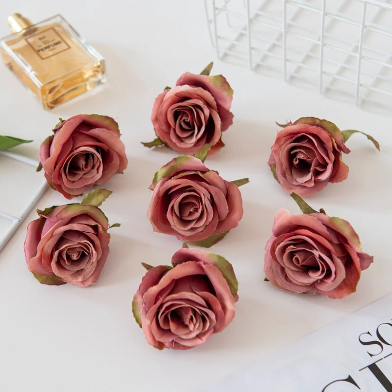 Artificial Silk Rose Flower Heads – 15 or 30 Pcs Wedding Décor Artificial Silk Flowers Axl bean paste 15 pcs