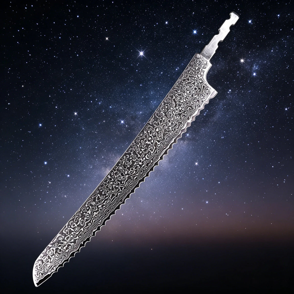 Damascus Steel Bread Knife Blank – Hand Forged DIY Blade Knife Blank Blade Axl