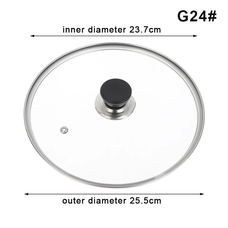 Tempered Glass Pot Lid – Shatter-Proof Stainless Steel Rim Glass Pot Lid Axl G24
