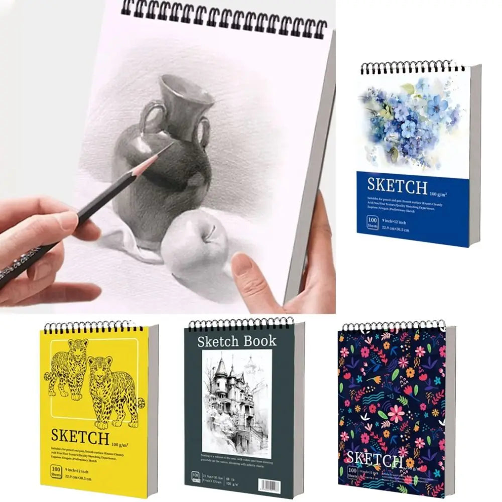 100-Sheet A4 Spiral Sketchbook – Acid-Free 100gsm Perforated Pages Artist Sketchbook Axl