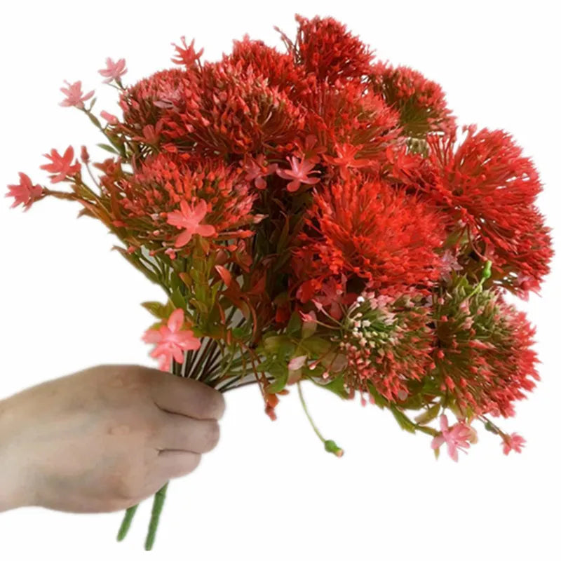 Faux Red Leucospermum Flower Bunch – 5 Heads Artificial Stem Artificial Flower Stem Axl