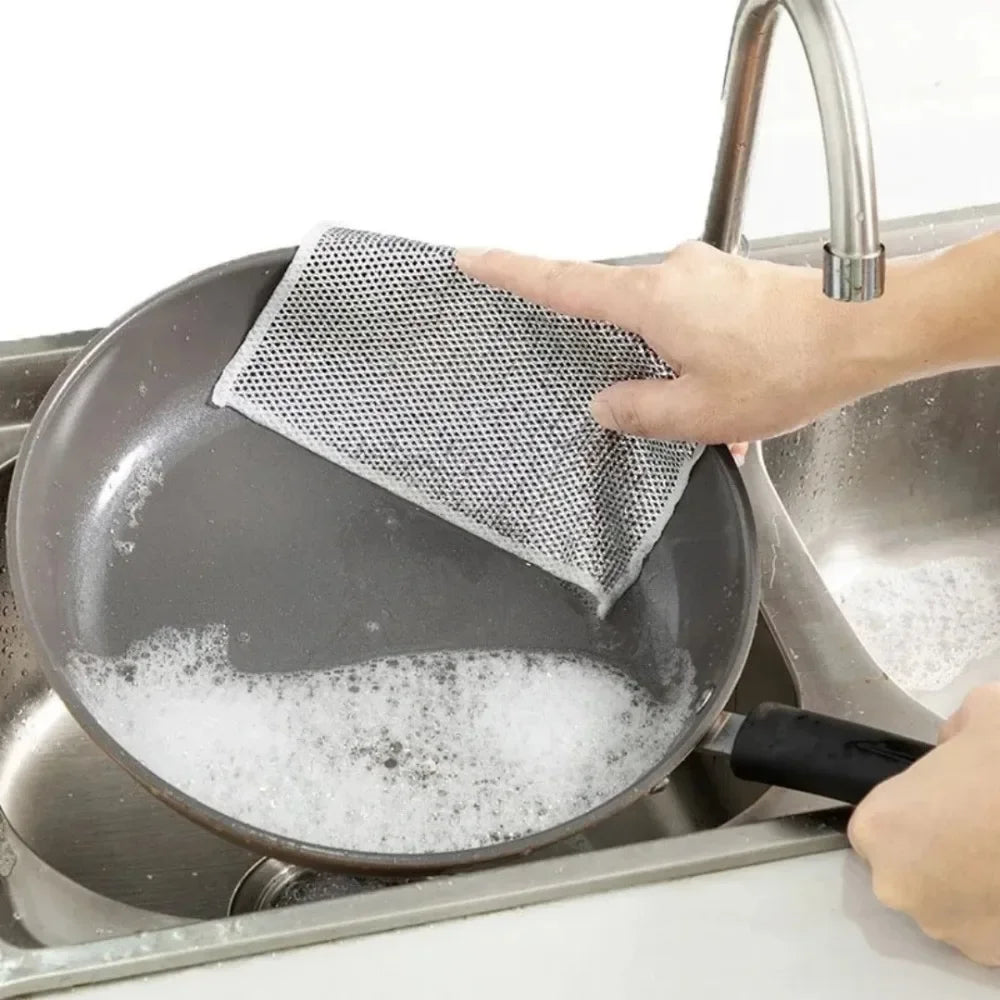 10-Pack Steel Wire Dishwashing Cloths | Kitchen Scrubber Pads Kitchen Scrubbing Cloth Axl