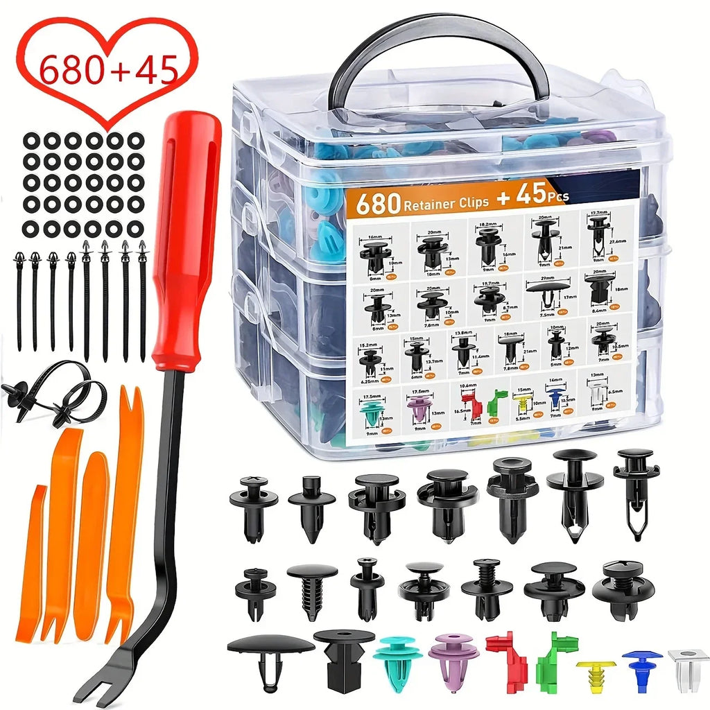 725-Piece Auto Fastener Clips & Trim Panel Removal Kit Auto Fastener Kit Axl
