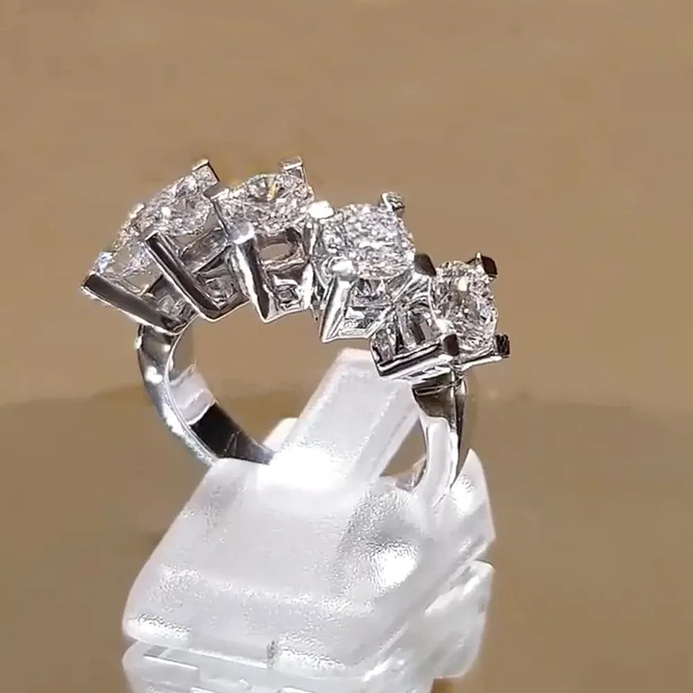 Huitan Women's 5-Stone CZ Geometric Statement Ring | Sizes 5–14 CZ Statement Ring Axl F1429 7