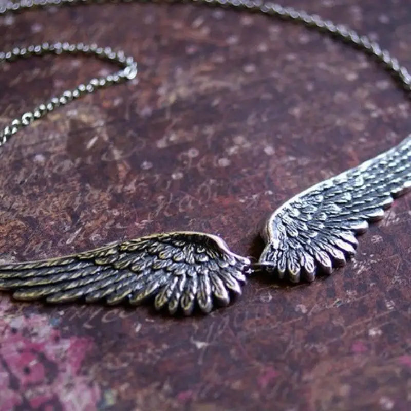 Vintage Silver Angel Wings Feather Choker Pendant Necklace Choker Necklace Axl