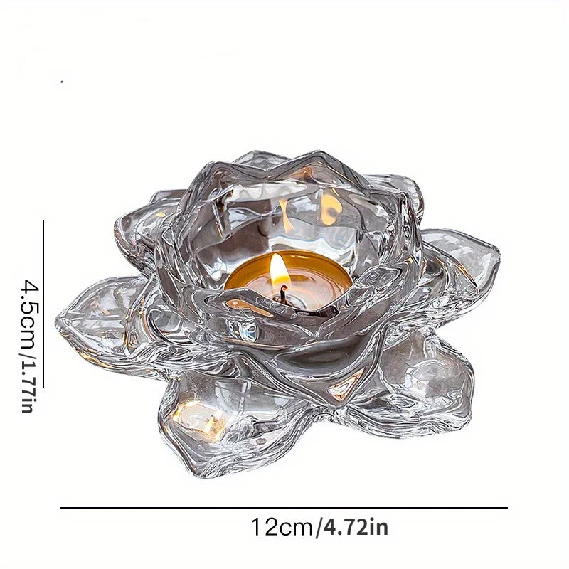 Lotus Crystal Glass Candle Holder | Chinese Style Home Décor Glass Candle Holder Axl 1PC