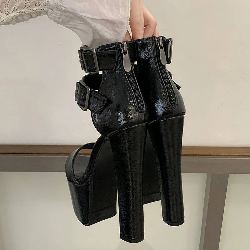 Eilyken Women Platform Sandals Square High Heel Open Toe Platform Heel Sandals Axl
