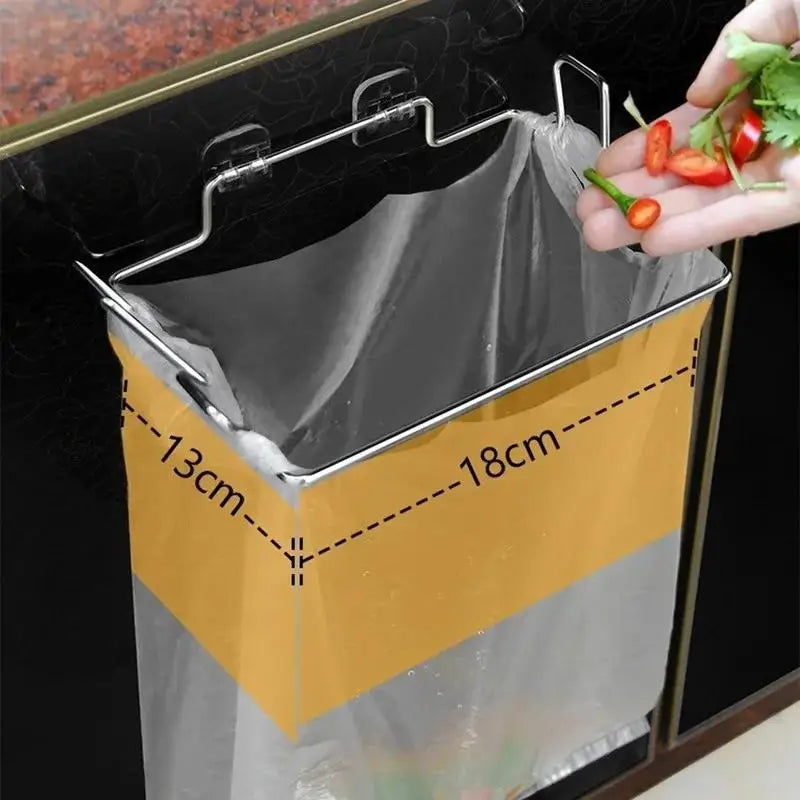 Stainless Steel Cabinet Door Trash Can Rack – Punch-Free Cabinet Storage Rack Axl