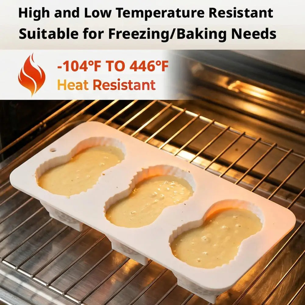 3-Cavity Peanut Silicone Mold – Non-Stick Dessert & Cake Tray Silicone Baking Mold Axl
