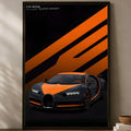 Bugatti Wall Art Poster – Self-Stick HD Waterproof Car Decor Wall Art Poster Axl White15 50X70cmNoframe