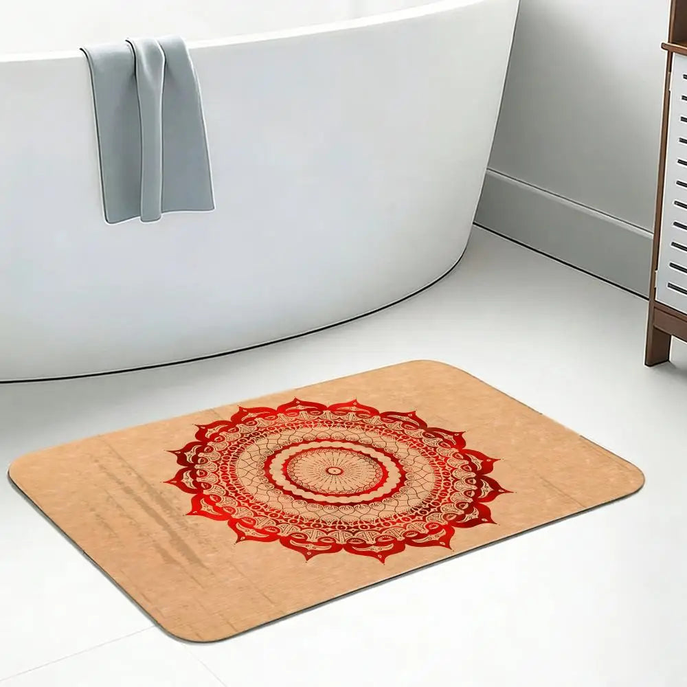 Lotus Mandala Diatomite Bath Mat – Quick Dry & Non-Slip Diatomite Bath Mat Axl