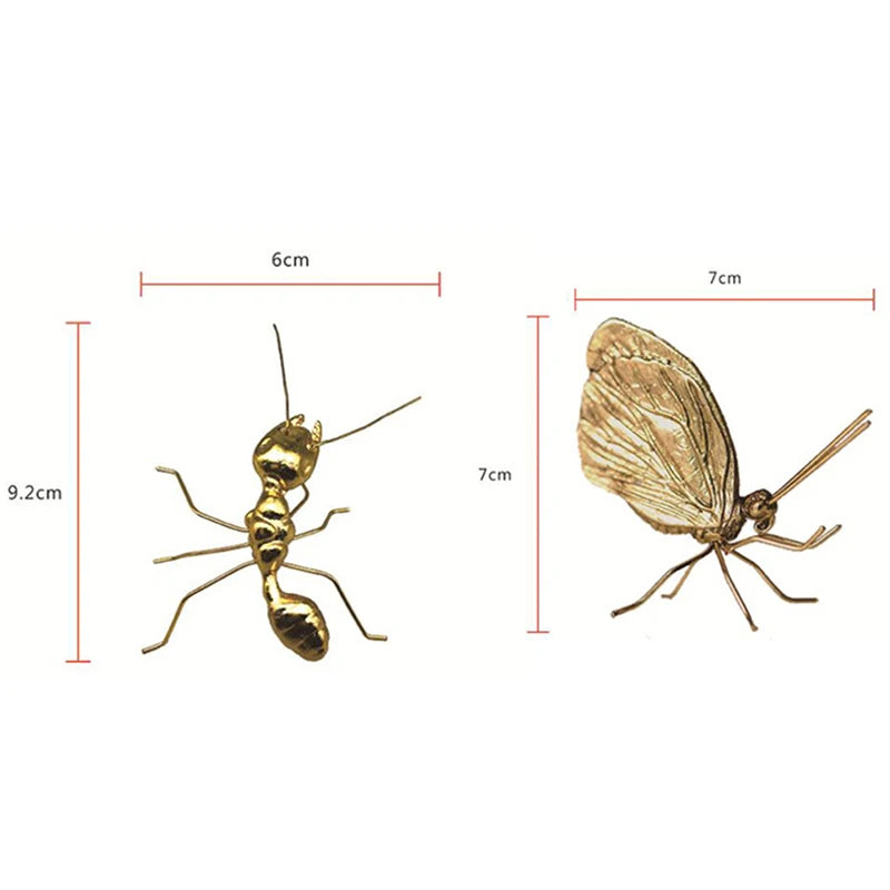 Gold Ant & Butterfly Metal Ornament | Decorative Art Figurine Decorative Figurine Axl