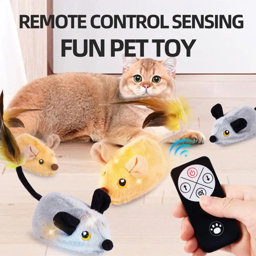 RC Interactive Electric Mouse Cat Toy | Motion Sensor & Feather Interactive Cat Toy Axl