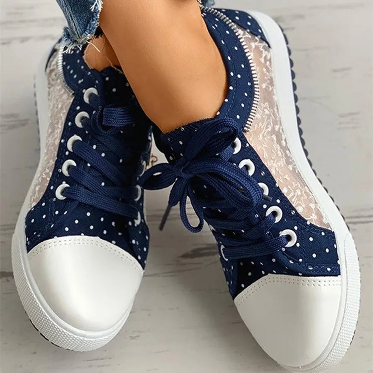 YBQJOO Women's Mesh Canvas Flat Shoes – Lightweight Casual Canvas Flat Shoes Axl dark blue 40