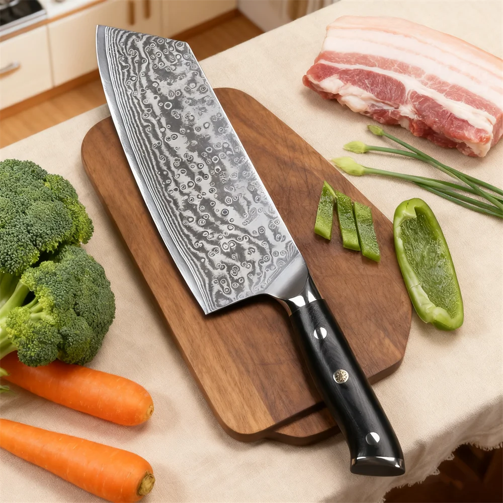 67-Layer Damascus Steel Chef Cleaver Knife – Sharp 19.3cm Damascus Chef Knife Axl Cleaver Knife