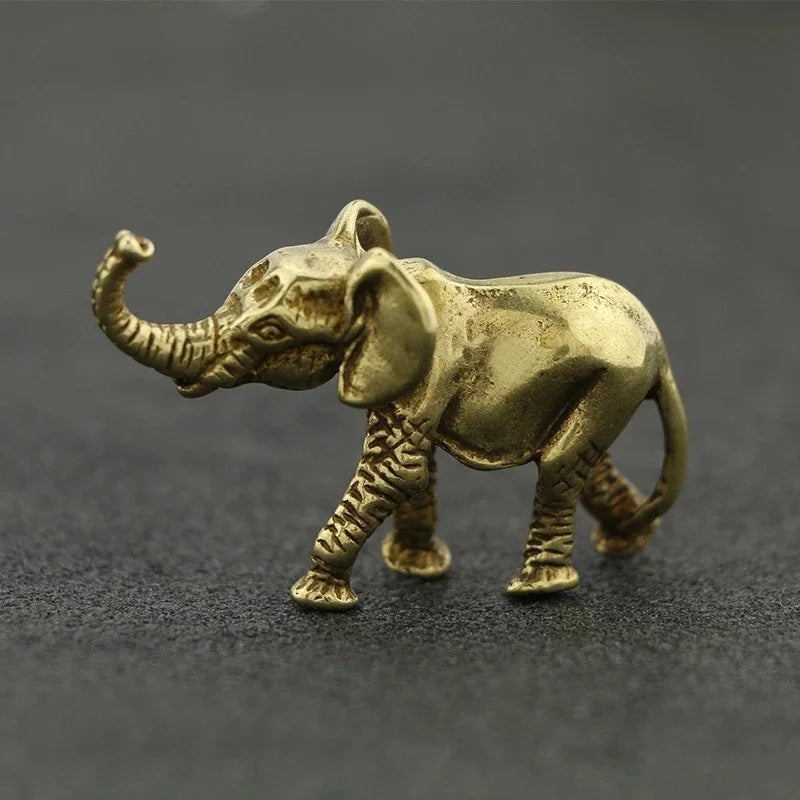 Bronze Mini Elephant Figurine | Copper Carved Desk Ornament Decorative Figurine Axl Default Title
