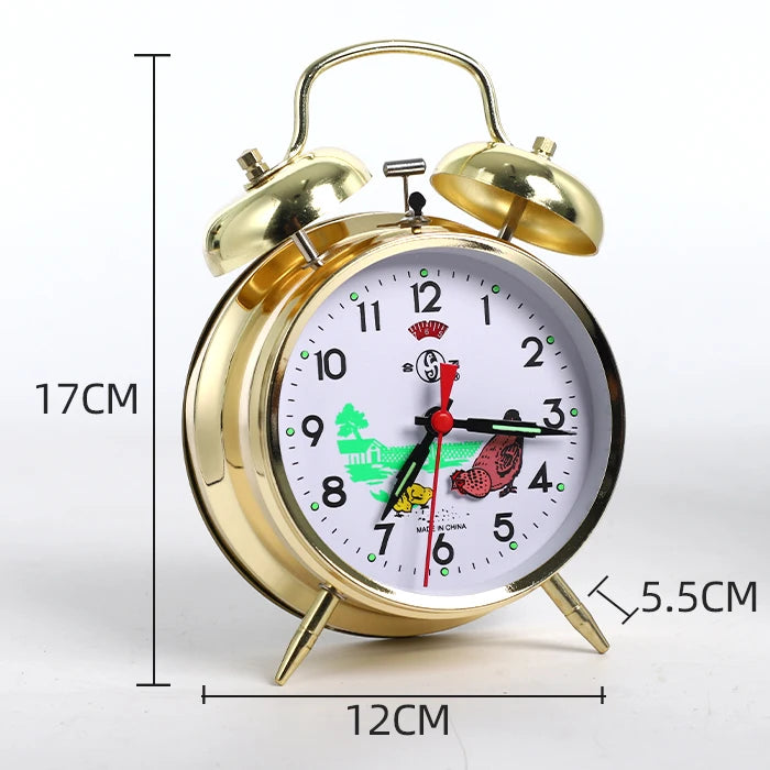 Vintage Mechanical Alarm Clock – Gold Retro Metal Desk Clock Mechanical Alarm Clock Axl E