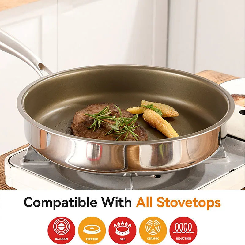 Titanium Nonstick Frying Pan – 316 Stainless Steel All Cooktops Nonstick Frying Pan Axl