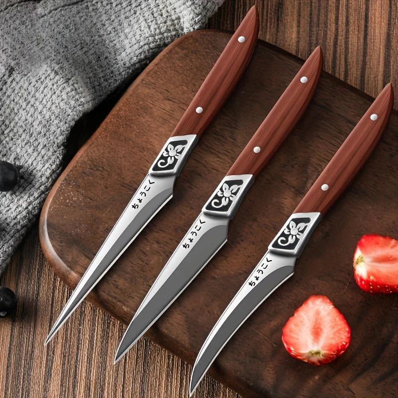 3-Piece Food Carving Knife Set – Stainless Steel & Wood Handle Food Carving Knife Set Axl