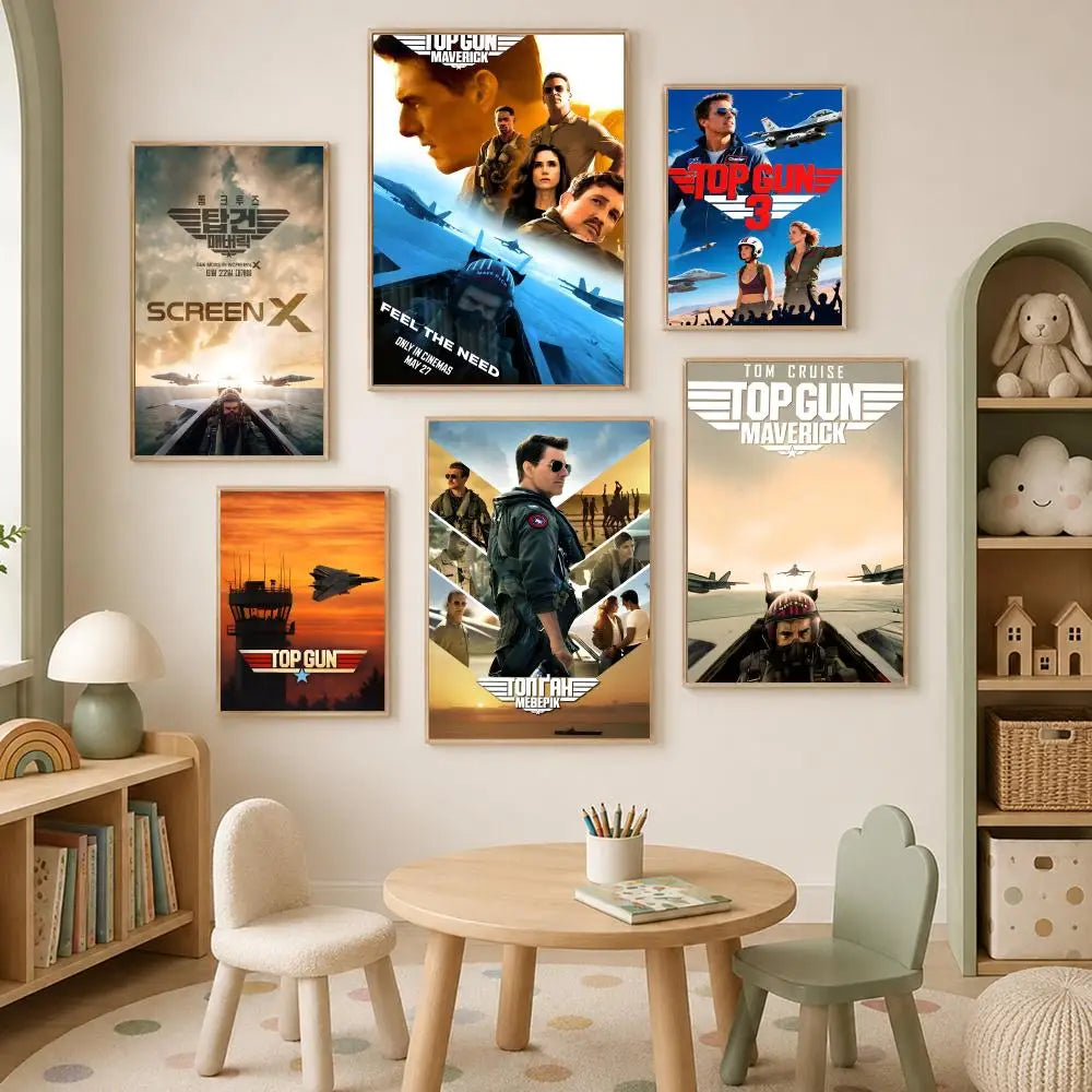 Top Gun Movie Poster – Self-Stick HD PVC Waterproof Wall Art Movie Wall Poster Axl