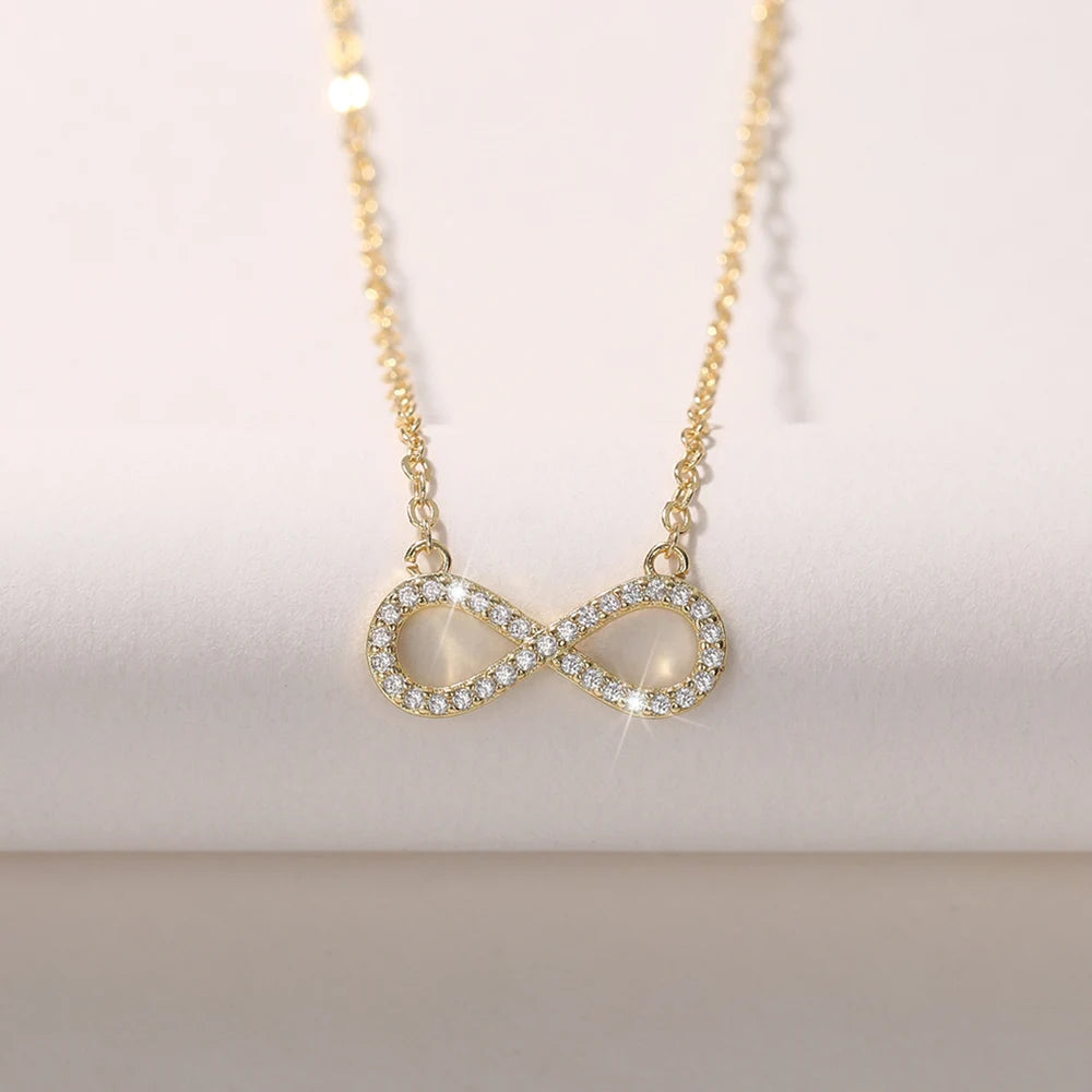 Huitan Infinity Figure 8 CZ Pendant Necklace | Wedding Jewelry Pendant Necklace Axl