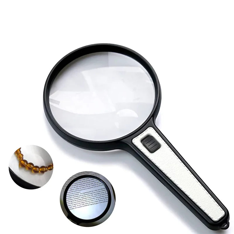 10X Handheld Illuminated Magnifying Glass – 4 LED Lights Loupe Illuminated Magnifier Axl black