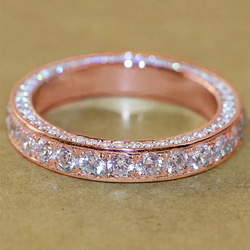 Huitan Women's Full Pavé CZ Wedding Band – Sizes 5–14 CZ Wedding Band Axl Q247 11