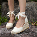 Women's Wedge Espadrille Platform Sandals – Ankle Strap Wedge Platform Sandals Axl Beige 35