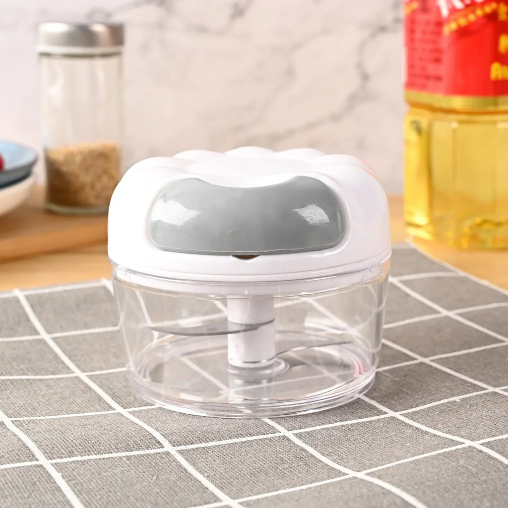 Mini Manual Garlic & Chili Chopper – Stainless Steel Blade Manual Food Chopper Axl gray