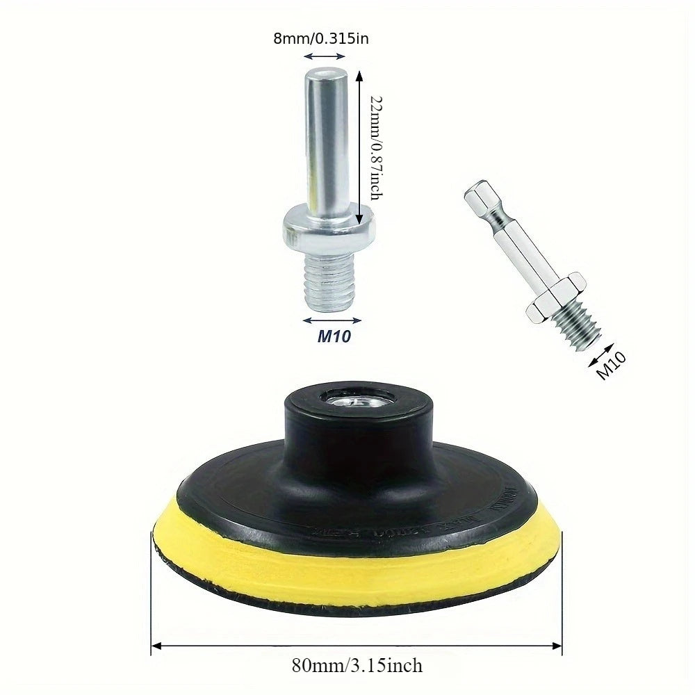 Sanding Pad & Hex Drill Adapter for Grinders & Polishers Sanding Pad Adapter Axl 80mm 1set