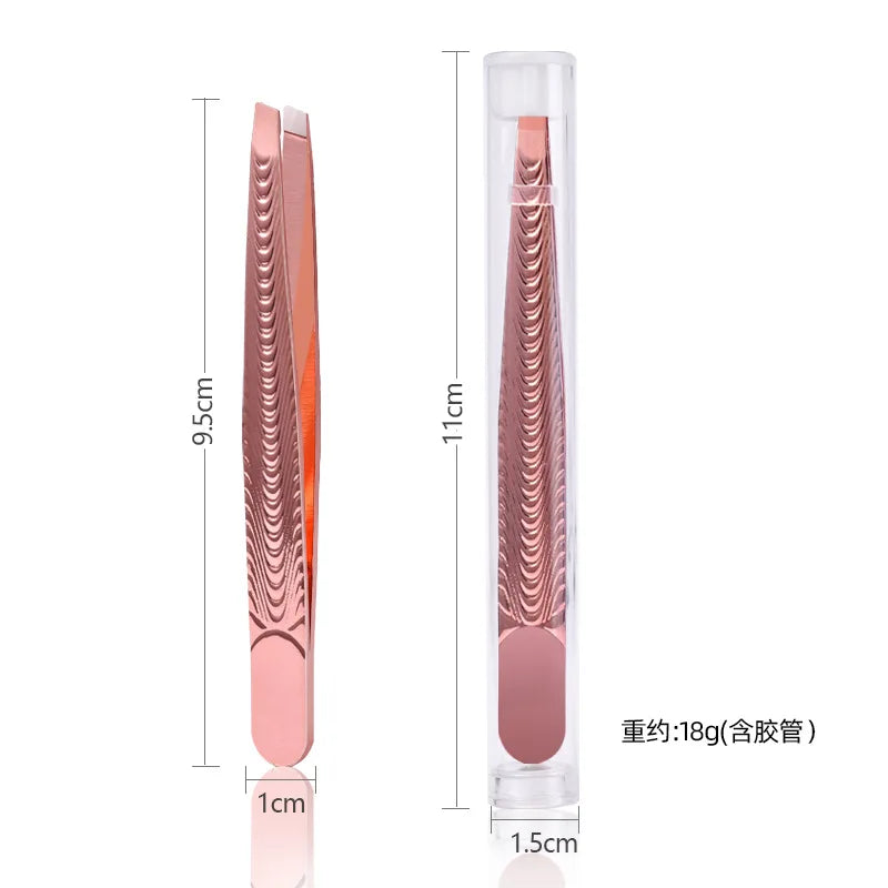 Slant Tip Stainless Steel Tweezers – Brow & Eyelash Tool Beauty Tweezers Axl Fish pattern clip in 1