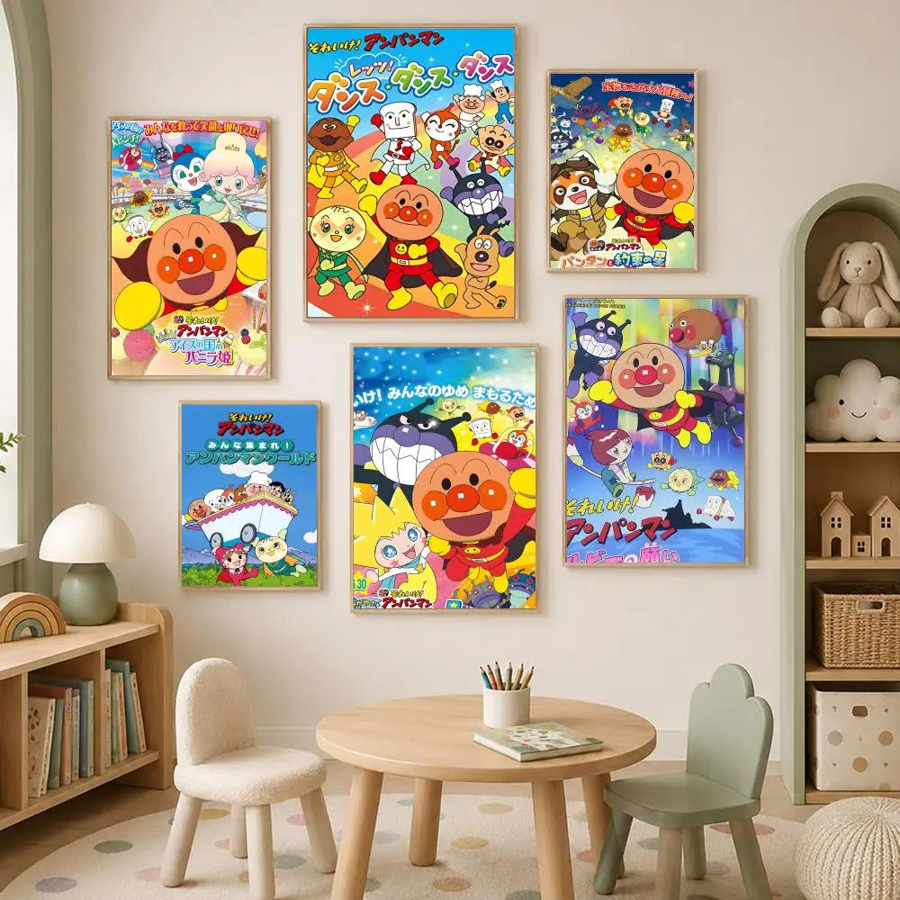 Anpanman Self-Stick HD PVC Wall Poster – Waterproof Home Decor Wall Art Poster Axl