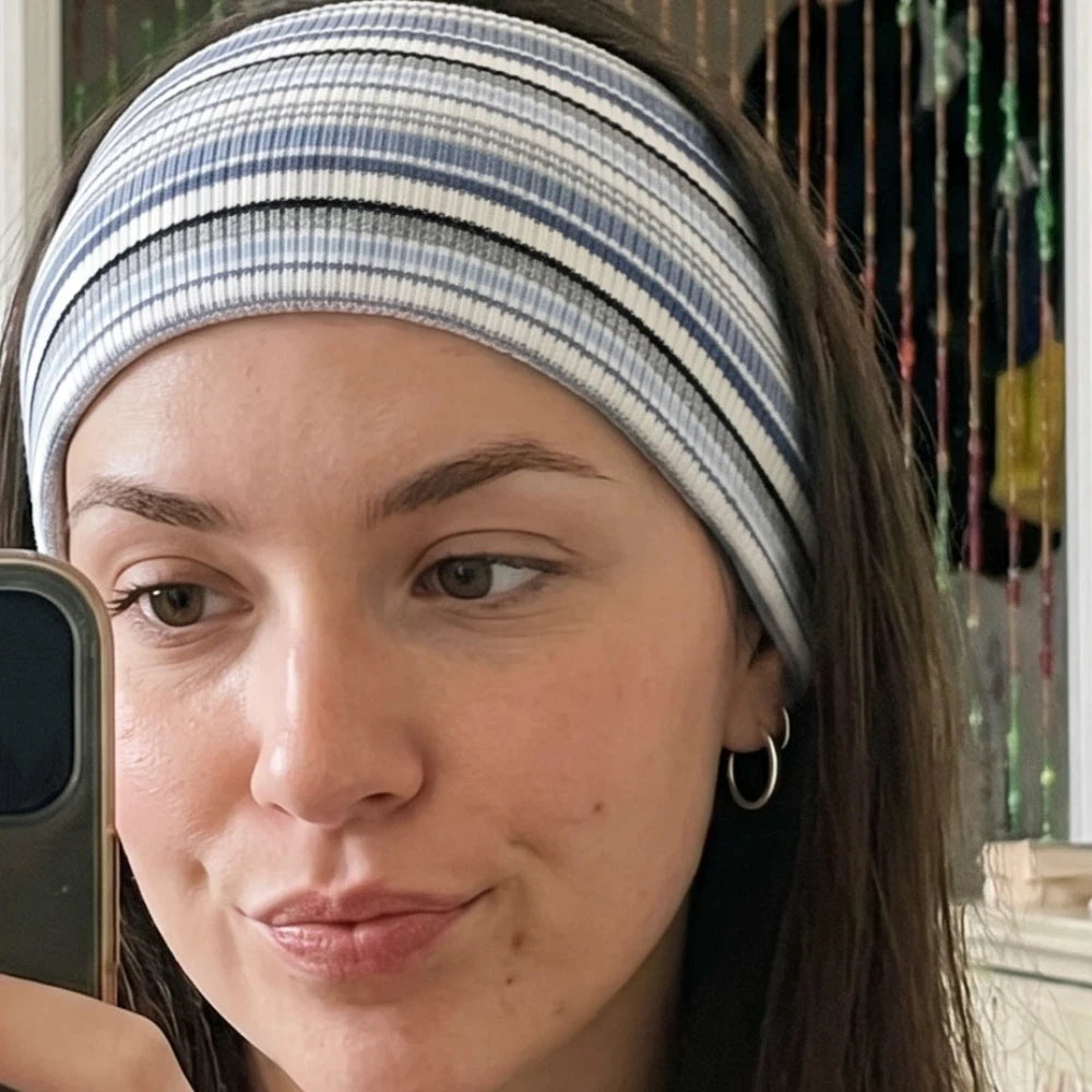 Wide Elastic Striped Sports Headband – Non-Slip Yoga & Tennis Sports Headband Axl