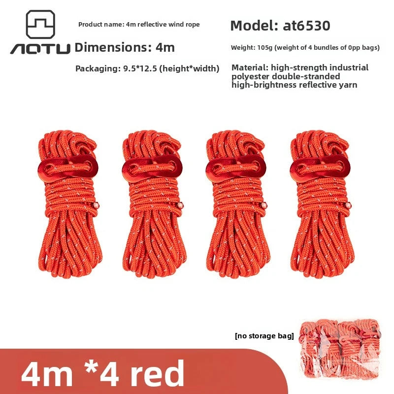 Reflective Tent Guy Lines 4mm – 4×4M Camping Tarp Ropes Set Tent Guy Lines Axl