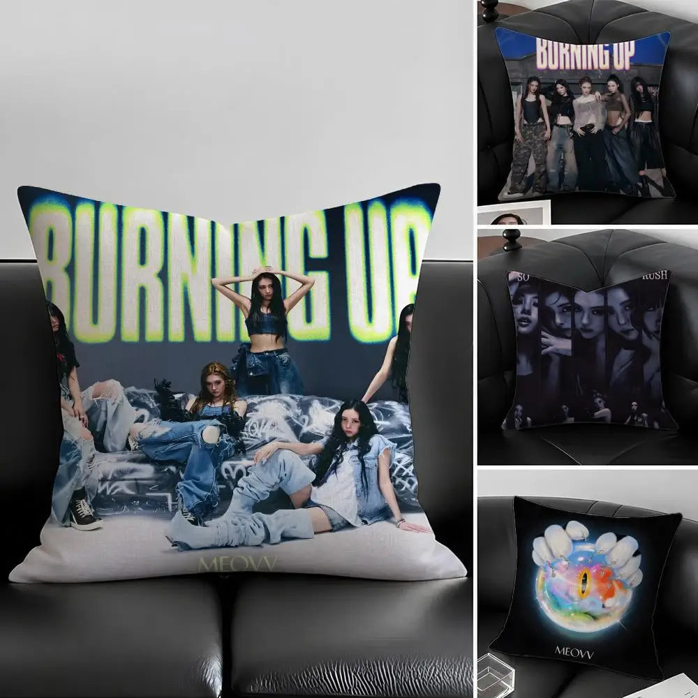 Kpop M-Meovv Linen Cushion Cover | Sofa & Bedroom Decor Decorative Cushion Cover Axl