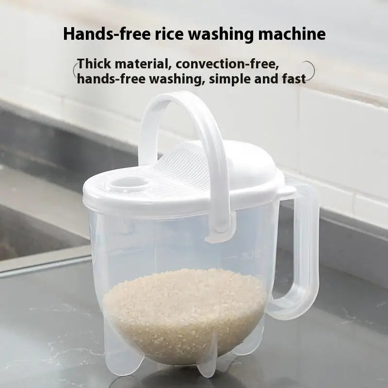 Rice Strainer Bowl with Lid & Handle – Grain & Bean Washer Kitchen Strainer Bowl Axl