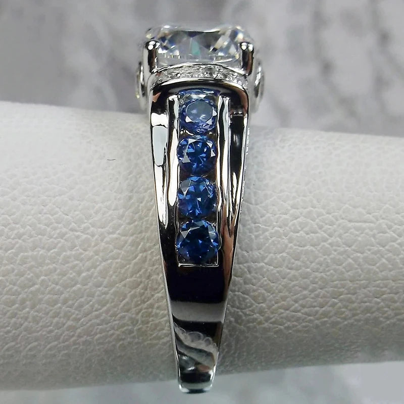 Huitan Cubic Zirconia Vintage Ring – White & Blue | Sizes 5–14 Fashion Ring Axl